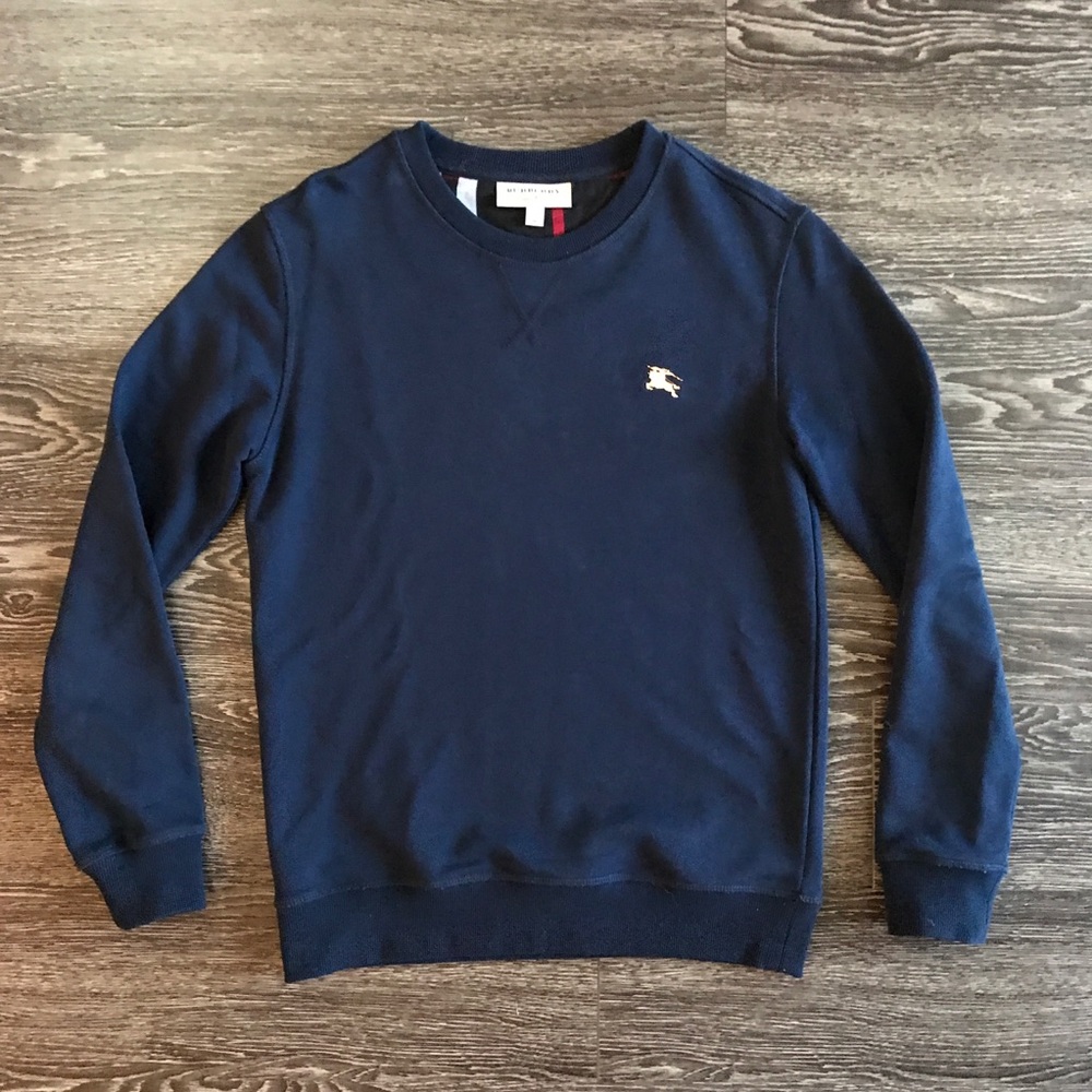 Burberry Gold Metal Logo Navy Cotton Sweater